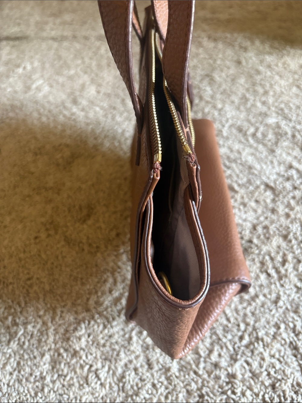 Fossil Tessa satchel Chestnut Brown Pebbled Leather Shoulder Bag - Picture 14 of 16